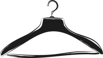 Black coat hanger sketch  illustration  color  vector on white background