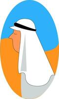 Profile vector illustration of an arab in the desert  white background