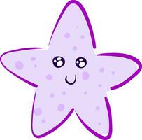 Cute  smiling  pink starfish  vector illustration on white background