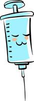 Cute  smiling  lightblue syringe  vector illustration on white background