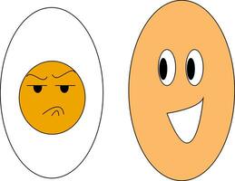 Happy and angry egg  illustration  color  vector on white background