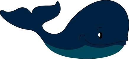 Big blue whale  illustration  print  vector on white background