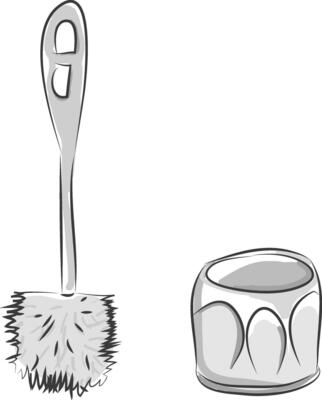 Vector illustration of a white toilet brush white background
