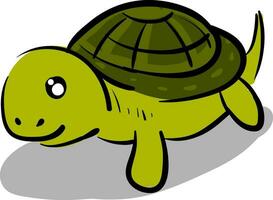 contento Tortuga con un linda cara ilustración color vector en blanco antecedentes