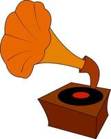 Clásico marrón y naranja gramófono con negro vinilo grabar vector ilustración en blanco antecedentes
