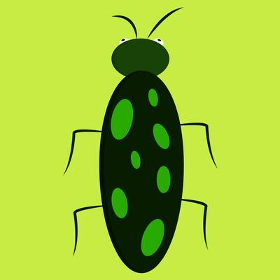 Dark green bug with light green dots  vector illustration on white background