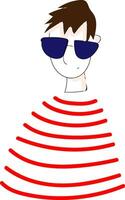 Abstract portrait of a boy in red and white striped t-shirt and sunglasses  vector illustration on white background