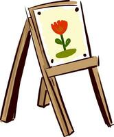 LFloral canvas on a wooden easel  vector illustration on white background