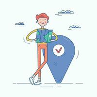 illustration of a person with map pointer. vector