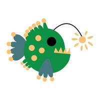 Cute hand drawn Lantern fish. White background, isolate. vector