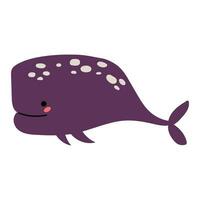 Cute hand drawn sperm whale. White background, isolate. vector