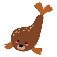 Cute hand drawn seal. White background, isolate. vector