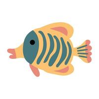 Cute hand drawn fish. White background, isolate. vector