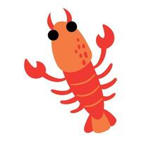 Cute hand drawn crayfish. White background, isolate. vector