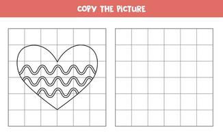 Copy the picture of black and white heart. Educational game for kids. Handwriting practice. vector