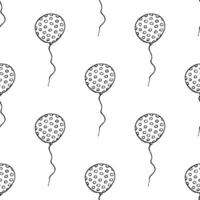 Holiday seamless pattern with flying balloon doodle for decorative print, wrapping paper, greeting cards, wallpaper and fabric vector