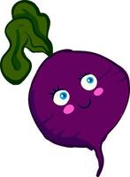 Cute beet with big blue eyes smiling  color  vector on white background