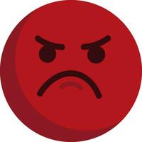 Angry red emoticon  unhappy  illustration  color  vector on white background