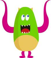 The happy tiny ear monster vector or color illustration