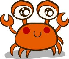 Vector illustration of cute orange  smiling crab on white background