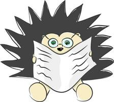The hedgehog reading the newspaper looks cute vector or color illustration