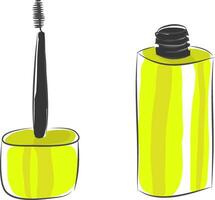 A green-colored ink bottle left opened vector or color illustration