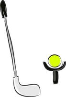 Grey golf club with yellow golf ball  vector illustration on white background