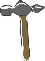 The crooked fat brown hammer vector or color illustration