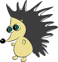 The walking green eyed hedgehog vector or color illustration