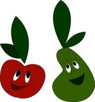 Clipart of laughing vegetables tomato and pear vector or color illustration