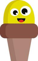 A yellow cartoon ice cream vector or color illustration