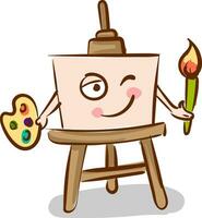 Canvas holding a brush on easel  illustration  color  vector on white background