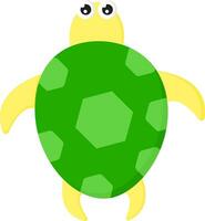 A cute green and yellow colored cartoon turtle vector or color illustration