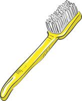 A cartoon yellow toothbrush vector or color illustration