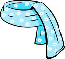 Blue-colored floral scarf vector or color illustration