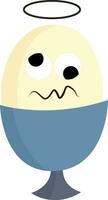 Confused egg in an egg stand vector or color illustration