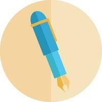 Blue pen with golden nib left opened vector or color illustration