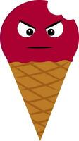 Angry bitten ice cream  illustration  color  vector on white background