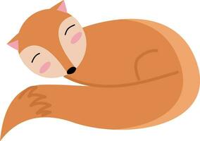 An orange sleeping fox vector or color illustration
