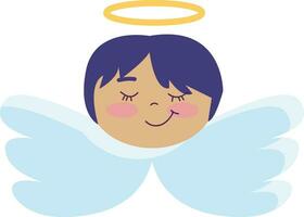 Angel with short blue hair  illustration  color  vector on white background