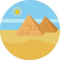 The landscape of pyramids and the rising sun vector or color illustration