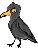 Angry crow looking down  illustration  color  vector on white background