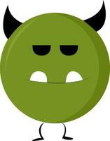 Round green monster vector or color illustration