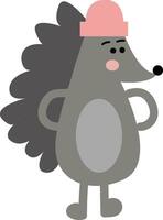 The hedgehog with the pink hat looks cute vector or color illustration