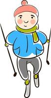 niño en un esquí equipo ilustración color vector en blanco antecedentes