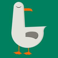 A cartoon seagull over green background vector or color illustration