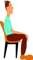 A boy relaxing in his chair with eyes closed vector or color illustration