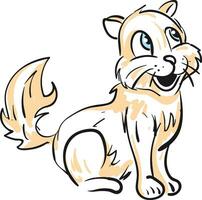 An orange sketch of a laughing cat vector or color illustration