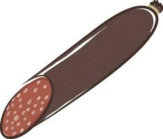 Brown smoked sausage vector or color illustration
