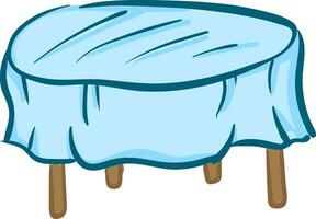 Light blue tablecloth on a table vector or color illustration